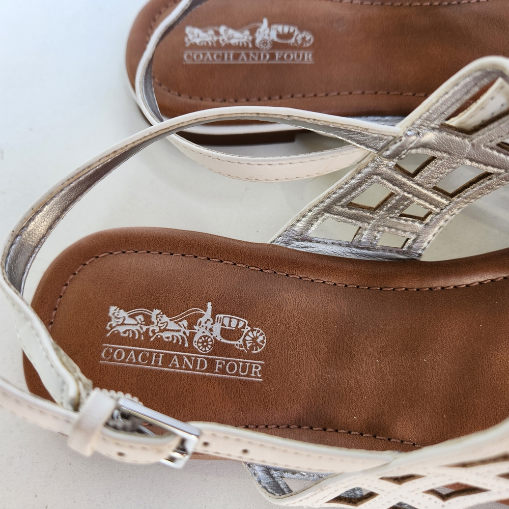 White and Brown Women Sandals - Picture 3 of 8